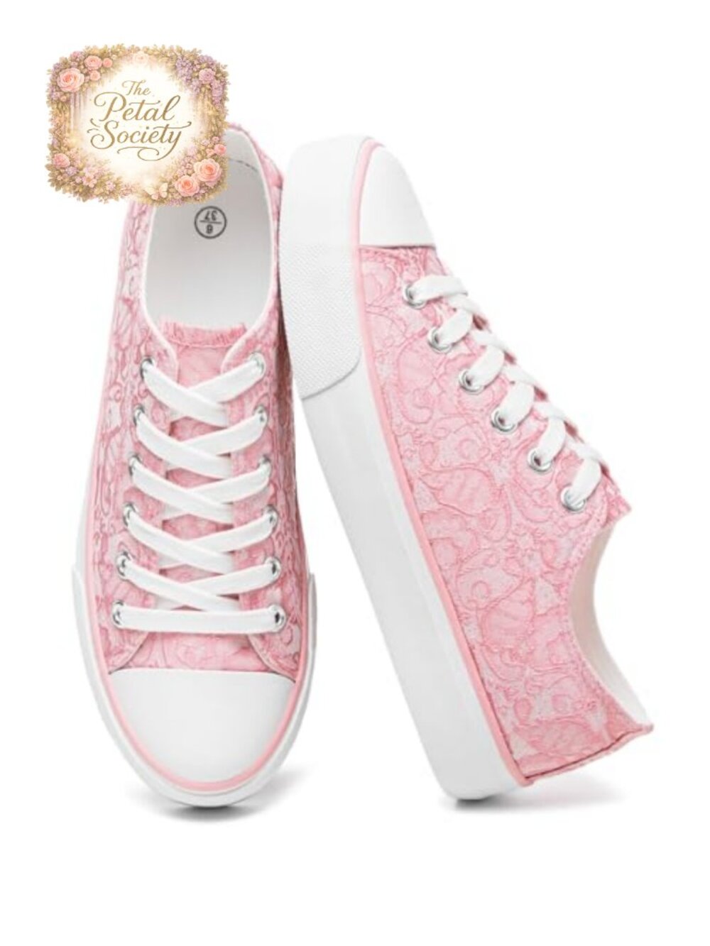 Womens Low Top Canvas Sneakers Embroidered Tennis Shoes Lace Up Casual